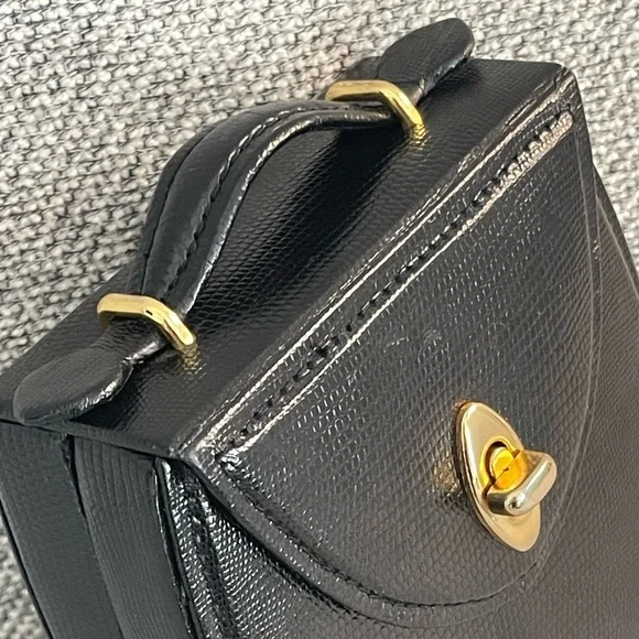 Black Pebbled  Travel Jewelry Case Mirror, Hard Outer Snap Case Gold Closure - Picture 14 of 16